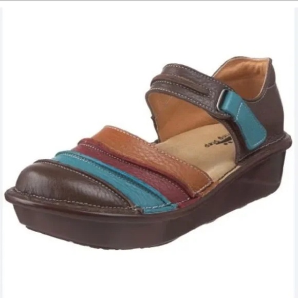 Spring Step BUMBLEBEE Brown Leather Multi Stripe Mary Jane Closed Toe Shoes 8.5 - Picture 9 of 9